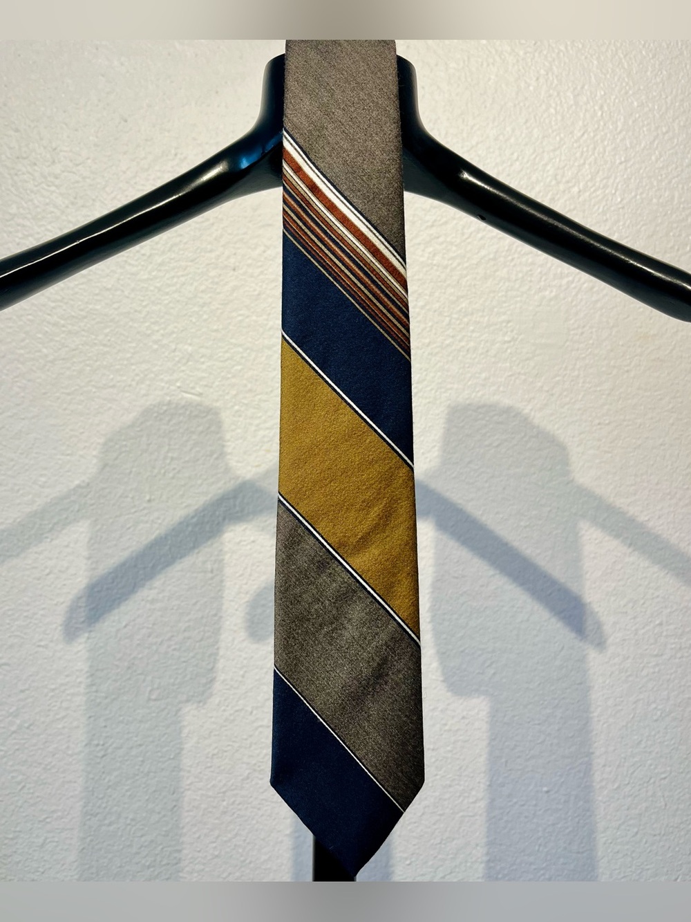 Christian Dior Monsieur Striped Tie in Navy, Mustard and Gray